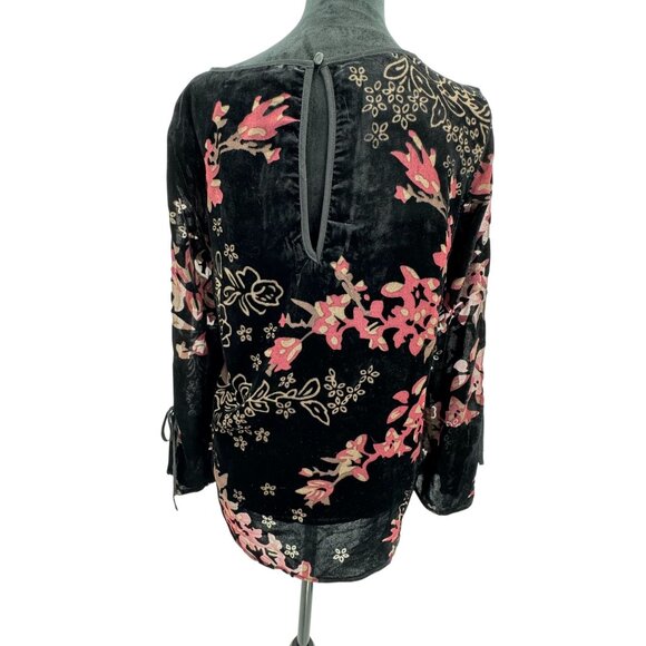 Dalia Velvet Burnout Tunic Top S Sheer Blk Floral Fairy Grunge Whimsigoth Witchy - Picture 7 of 8